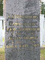  G A Strinnholms, Familjegrav. Karl Strinnholm * 1869 ┼ 1963, Makan Dagmar * 1890 ┼ 1970, sonen Karl-Ivar * 1927 ┼ 1931.